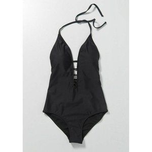 ModCloth Tereza One-Piece Black Halter  Swimsuit